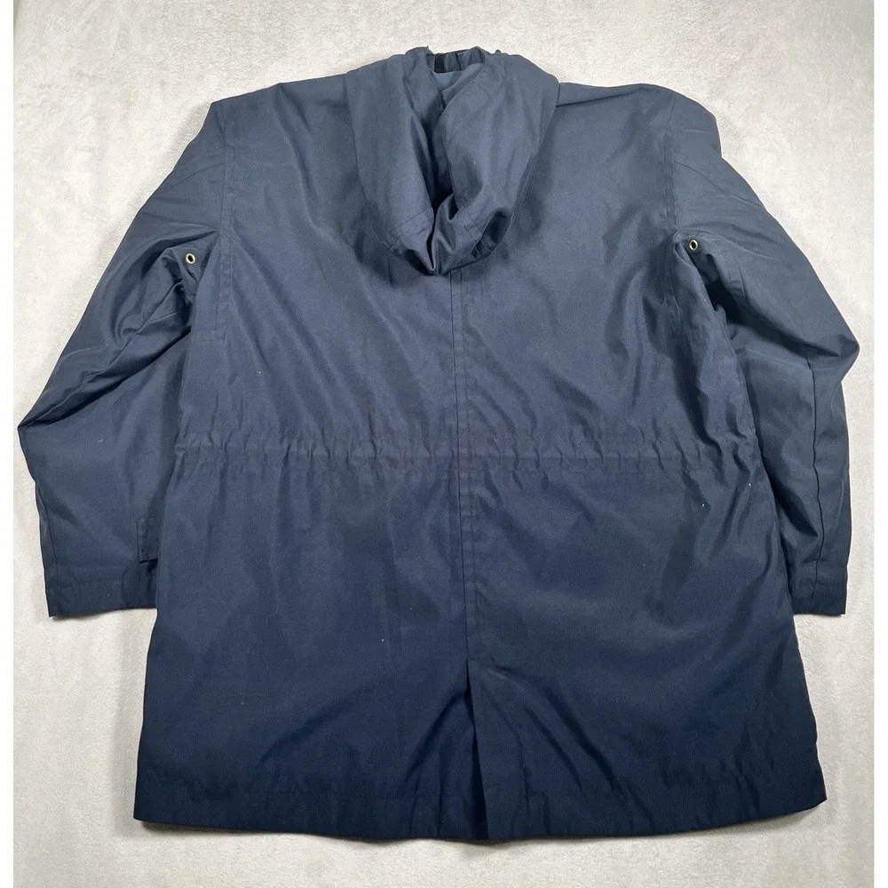 VTG Eddie Bauer Navy Blue Anorak Women's Small Hooded Jacket  Full Zip/Snap‎